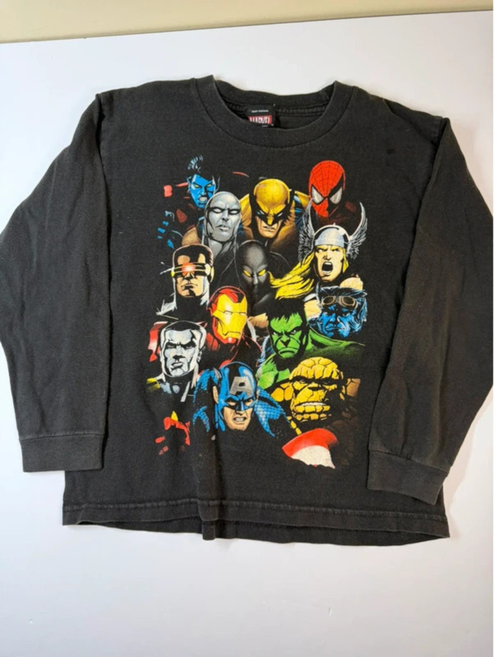 Marvel Mad Engine Size XS Black Long Sleeve Superhero Graphic T-Shirt
